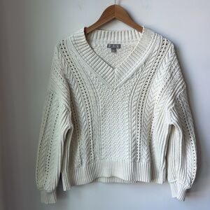 J. Crew Cream V-Neck Sweater